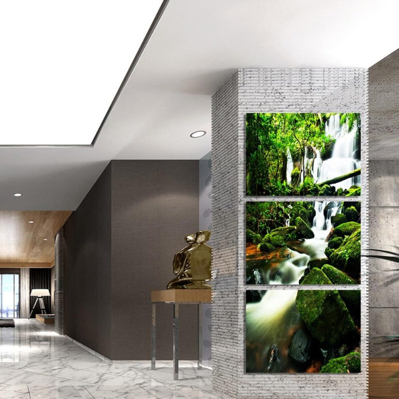 Wald Wasserfall Landschaft - Leinwand Wandkunst Gemälde