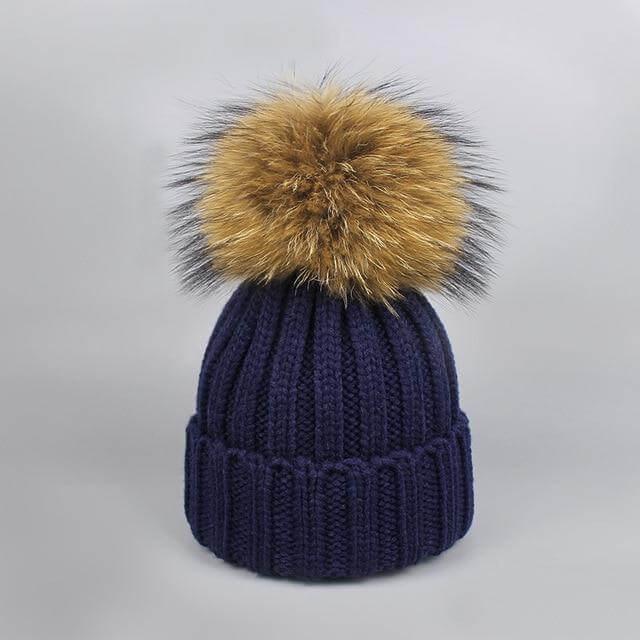 Brehn | Warm gestrickte Pelzmütze Schal Set