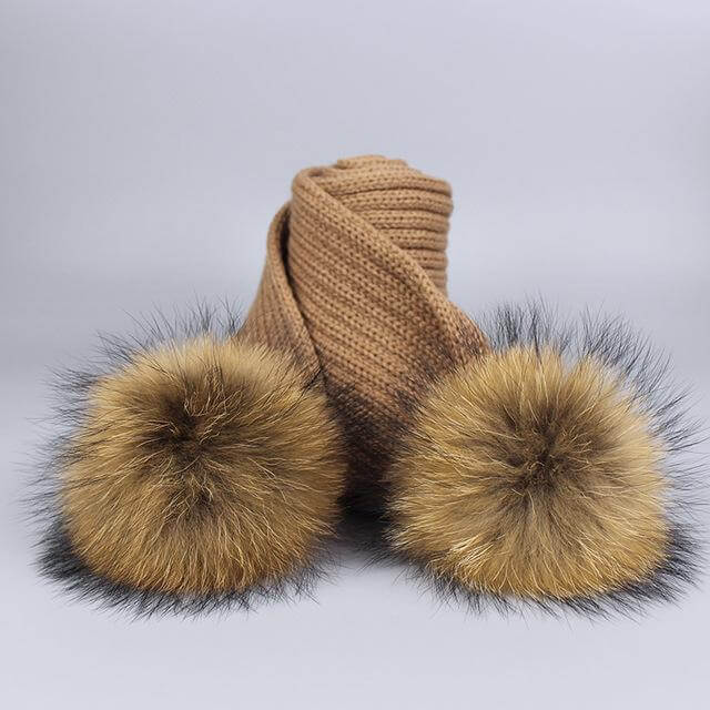 Brehn | Warm gestrickte Pelzmütze Schal Set