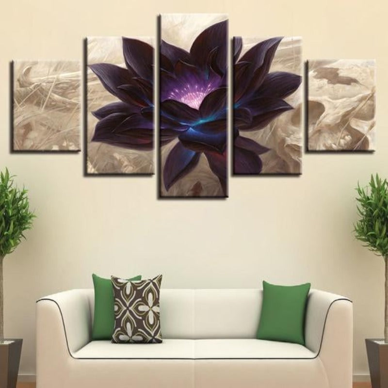 Schwarze Lotus - Leinwand Wandkunst Gemälde