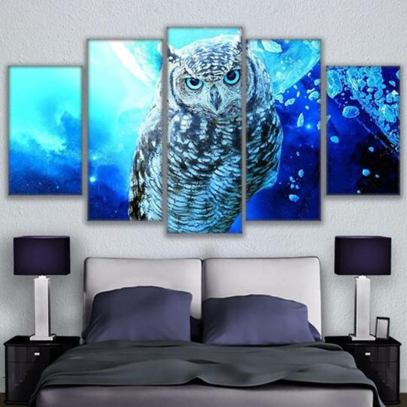 Blaue Eule - Leinwand Wandkunst Gemälde