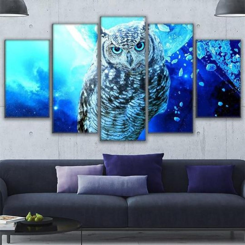Blaue Eule - Leinwand Wandkunst Gemälde