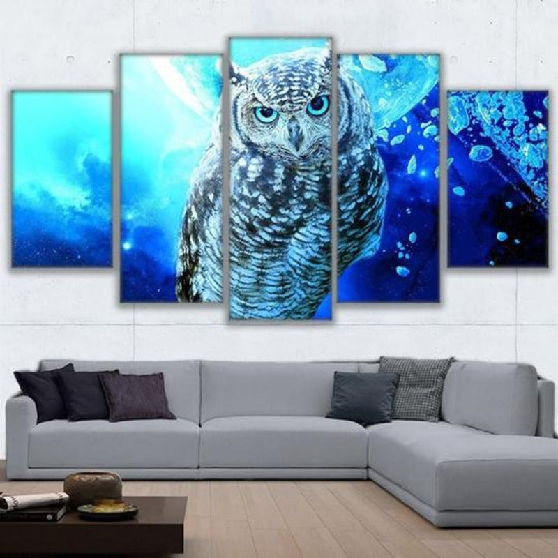 Blaue Eule - Leinwand Wandkunst Gemälde