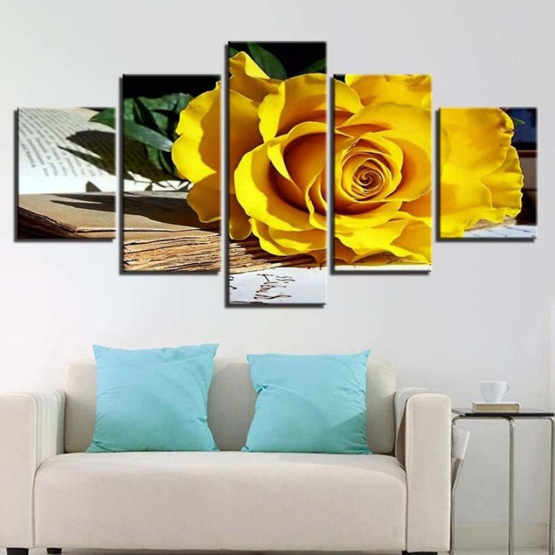 Fallen Yellow Rose - Leinwand Wandkunst Gemälde