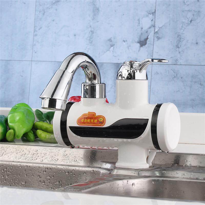 Montierte Kunststoff Deck Weiß LED Digital Tankless Elektrischer Instant Wasserhahn | Brehn