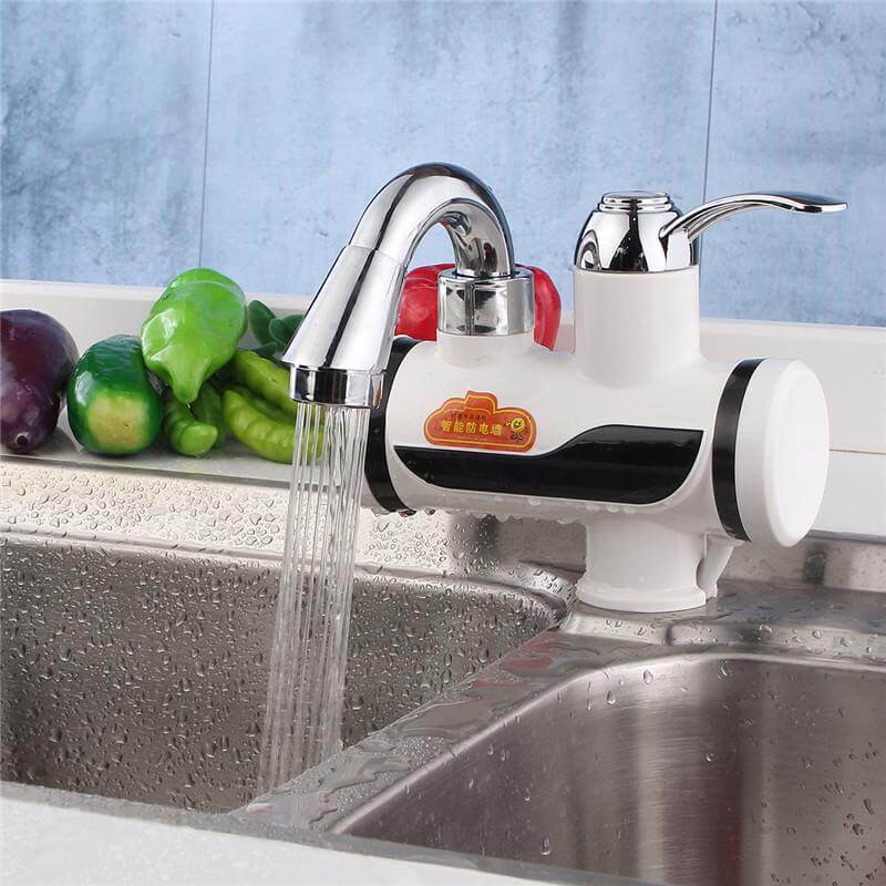 Montierte Plastikdeck Weiß LED Digital Tanklose Elektrische Sofort-Wasserhahn | Brehn
