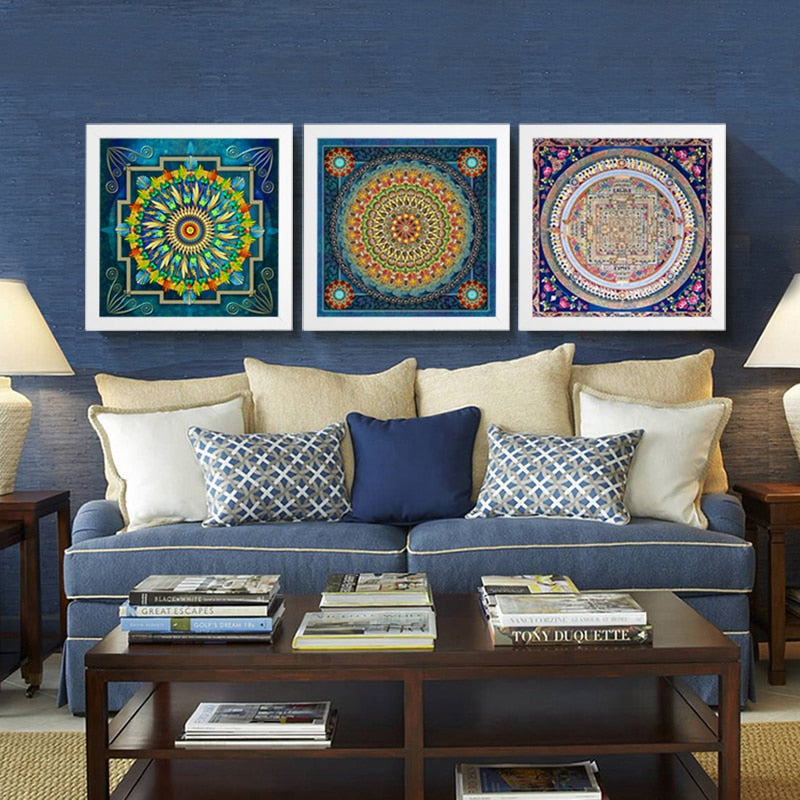 Mandala Ornament Thangka Yoga - Leinwand Wandkunst Malerei