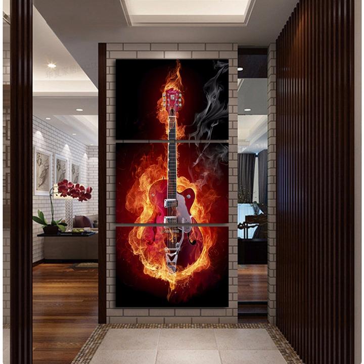 Flaming Electric Guitar - Leinwand Wandkunst Gemälde | Ein Muss für Musikliebhaber