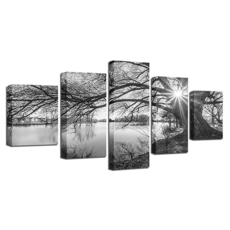 Lakeside Big Trees - Leinwand Wandkunst Malerei