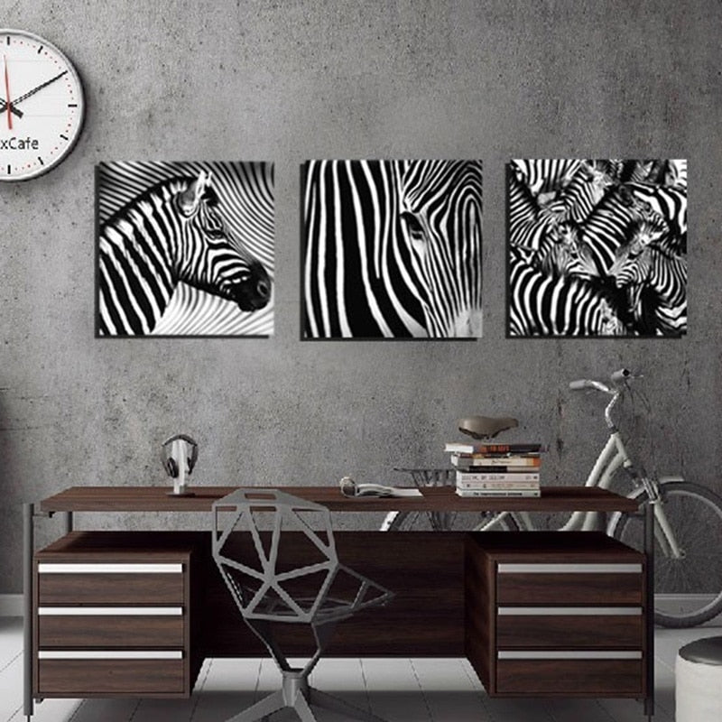 Zebras – Leinwandbild, 3-teilig