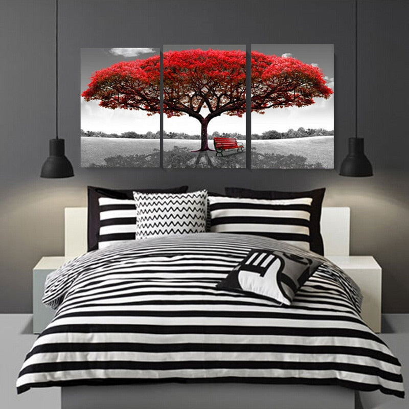 Roter Baum – Leinwandbild, 3-teilig