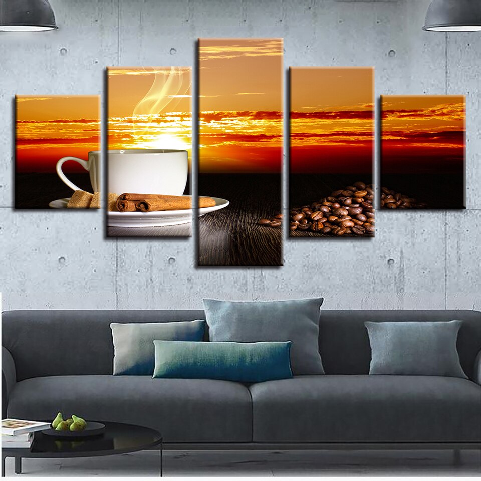 Sonnenuntergangskaffee – Leinwandbild