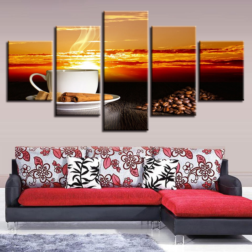 Sonnenuntergangskaffee – Leinwandbild
