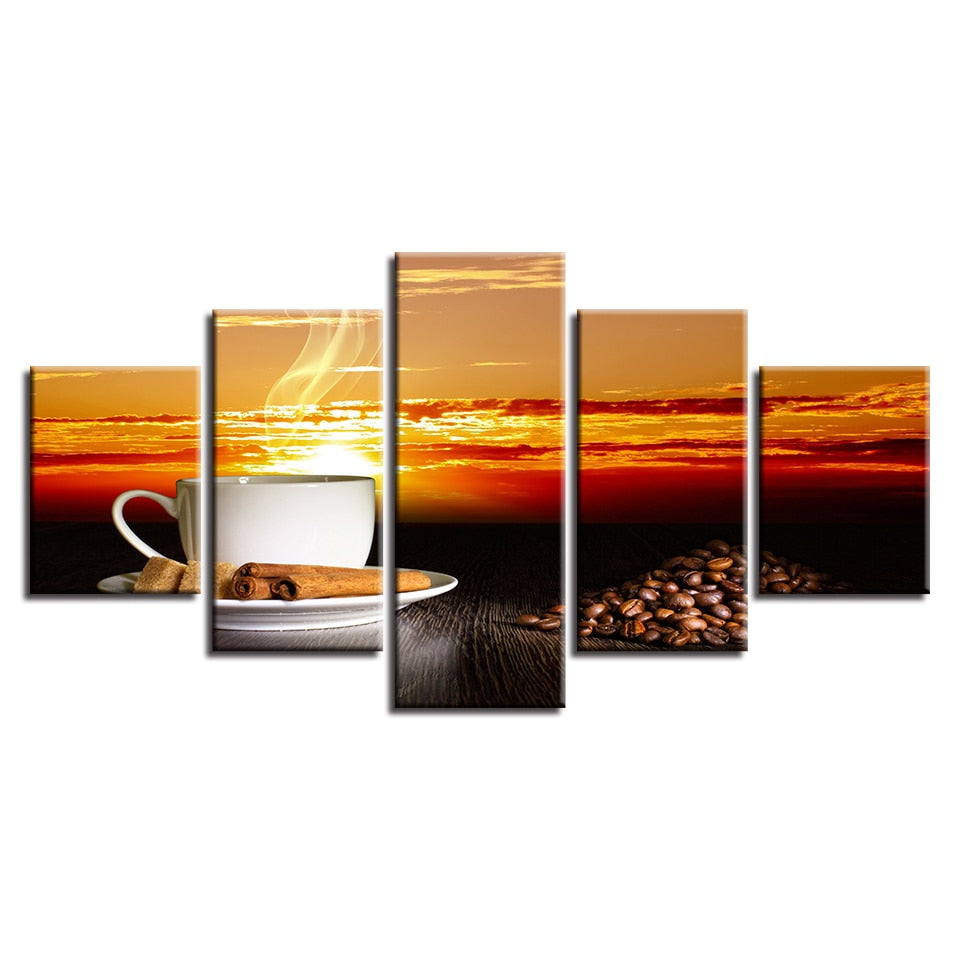 Sonnenuntergangskaffee – Leinwandbild
