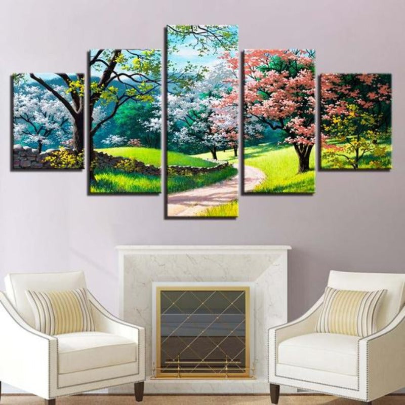 Blumenbaum Frühling - Leinwand Wandkunst Gemälde