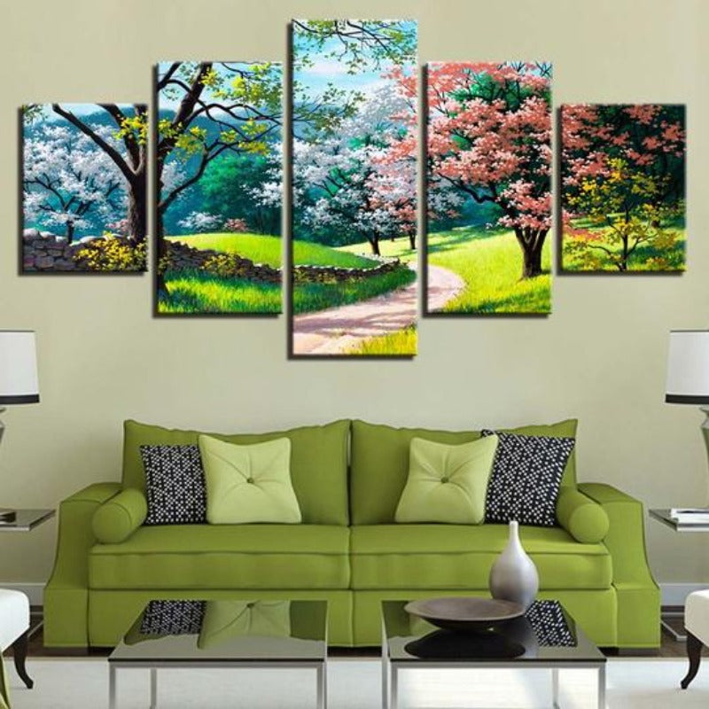 Blumenbaum Frühling - Leinwand Wandkunst Gemälde