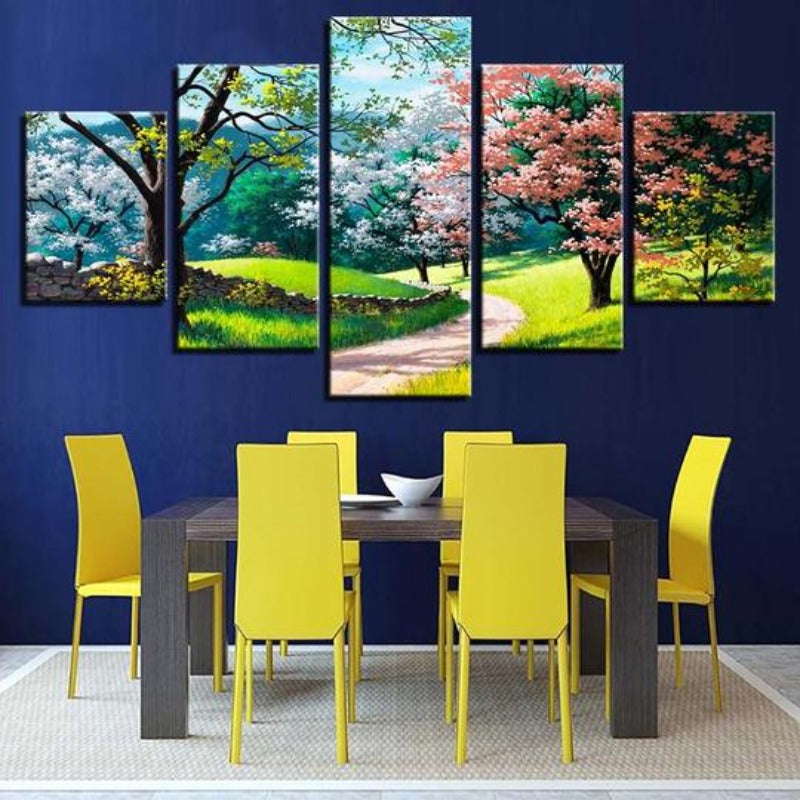 Blumenbaum Frühling - Leinwand Wandkunst Gemälde