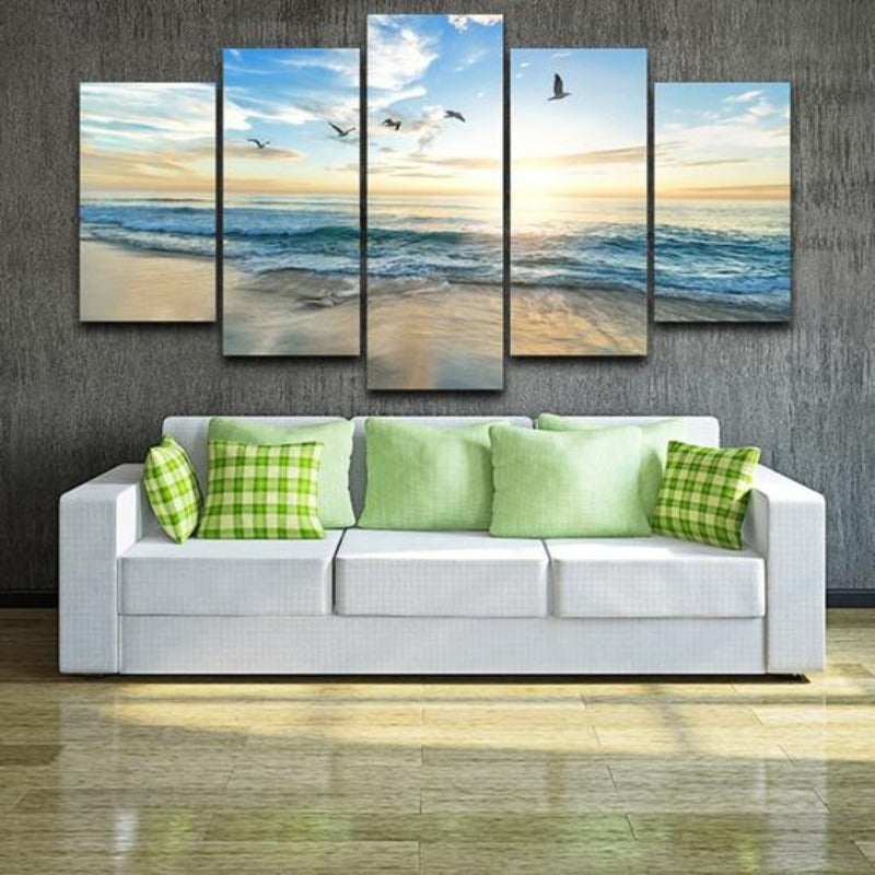 Möwen am Strand - Leinwandbild