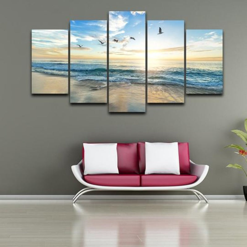 Möwen am Strand - Leinwandbild