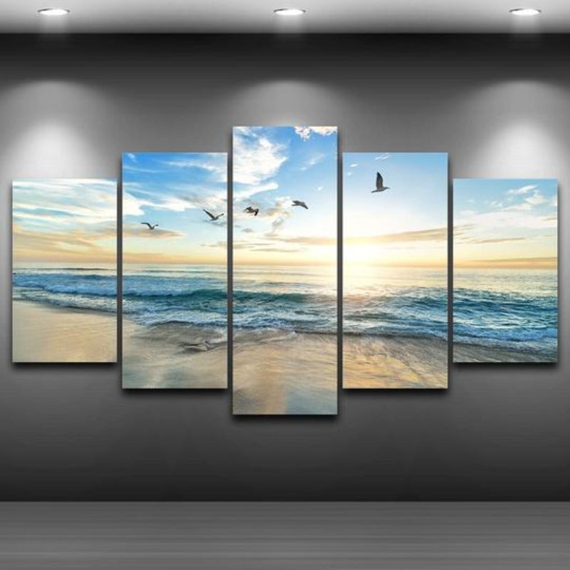 Möwen am Strand - Leinwandbild