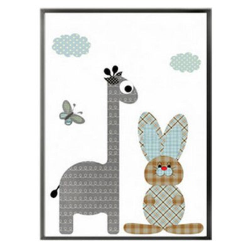 Cartoon Giraffe Rabbit Elephant Animals - Canvas Wandkunst Malerei