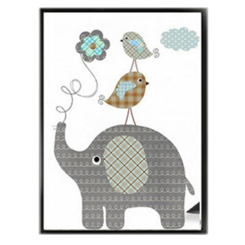 Cartoon Giraffe Rabbit Elephant Animals - Canvas Wandkunst Malerei