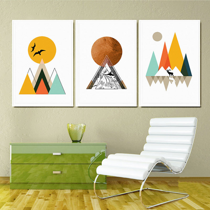Mountain Peak Sunrise Nordic Poster - Leinwand Wandkunst Gemälde