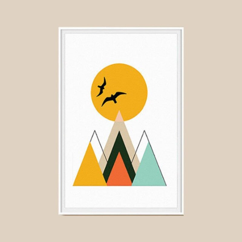 Mountain Peak Sunrise Nordic Poster - Leinwand Wandkunst Gemälde