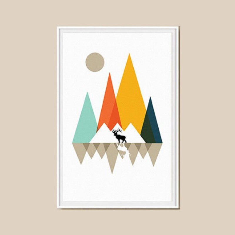 Mountain Peak Sunrise Nordic Poster - Leinwand Wandkunst Gemälde
