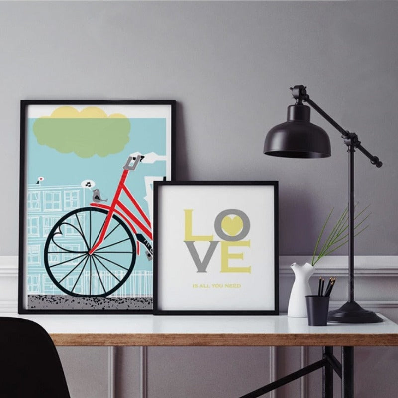 Love Is All You Need Fahrrad Poster - Leinwand Wandkunst Malerei