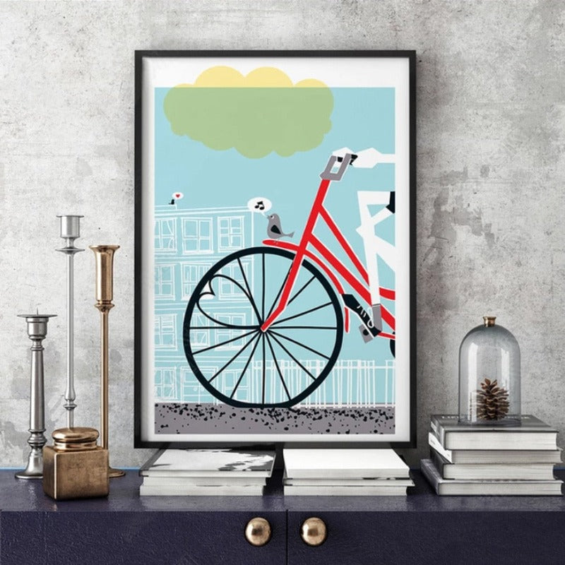 Love Is All You Need Fahrrad Poster - Leinwand Wandkunst Malerei