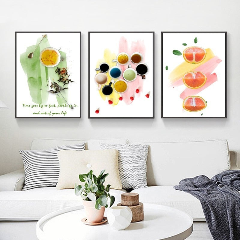 Inspirierende Lebenszitate Früchtetee - Leinwand Wandkunst Malerei