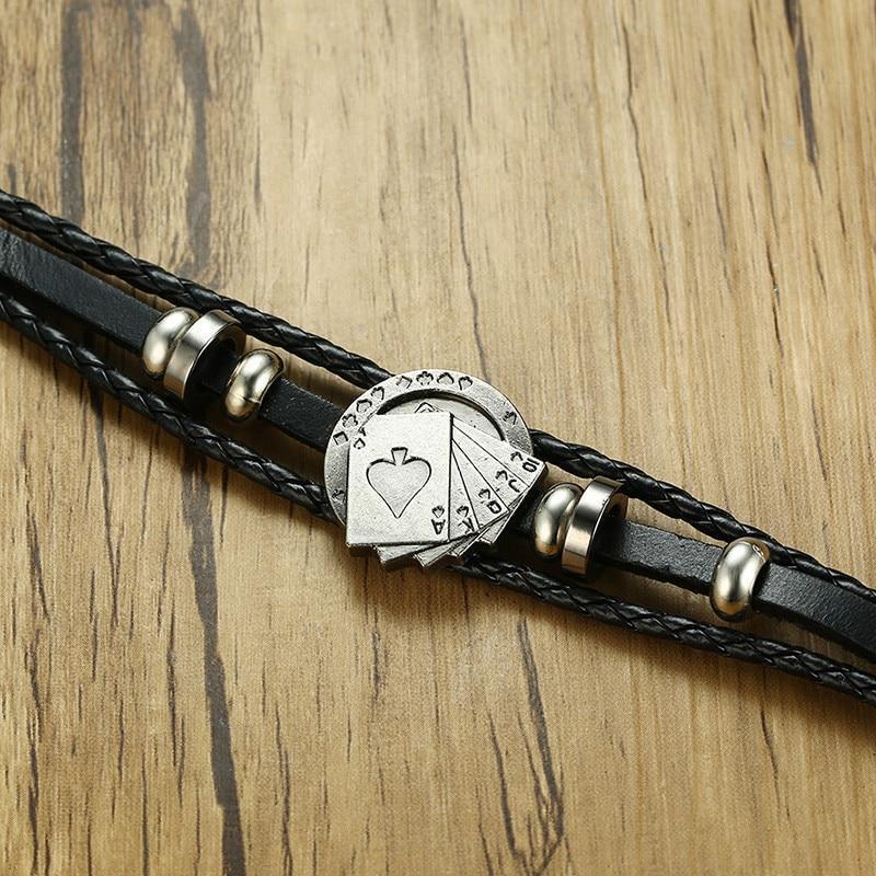 Brehn | Vintage Herren Lederarmband - Poker/Spielkarten