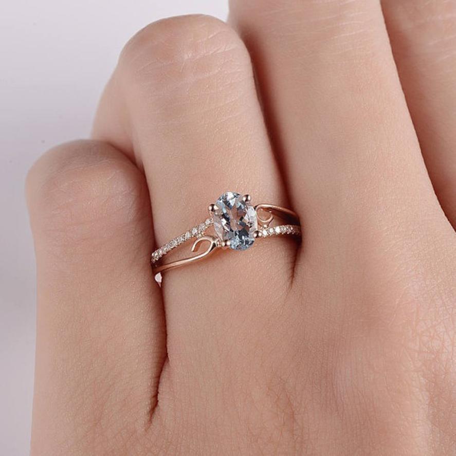 Oval Cut Rose Gold Double to Single Band Ring | Brehn