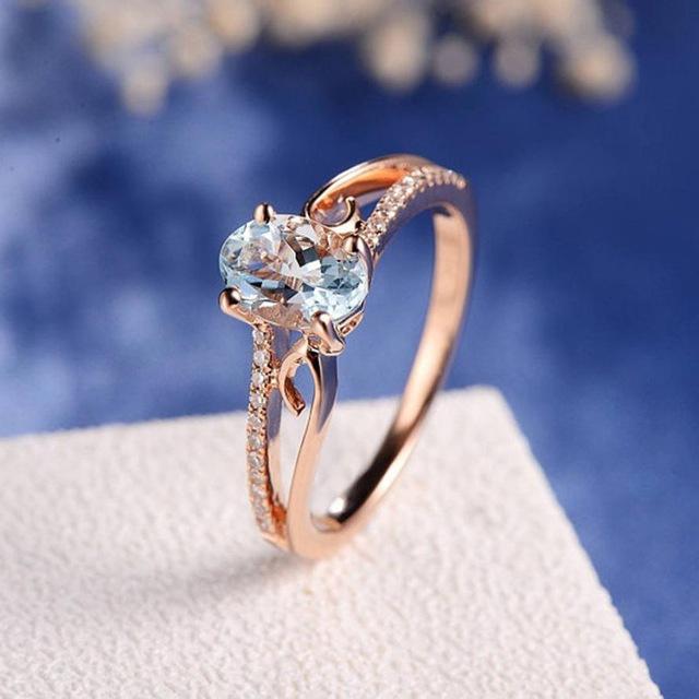 Oval Cut Rose Gold Double to Single Band Ring | Brehn