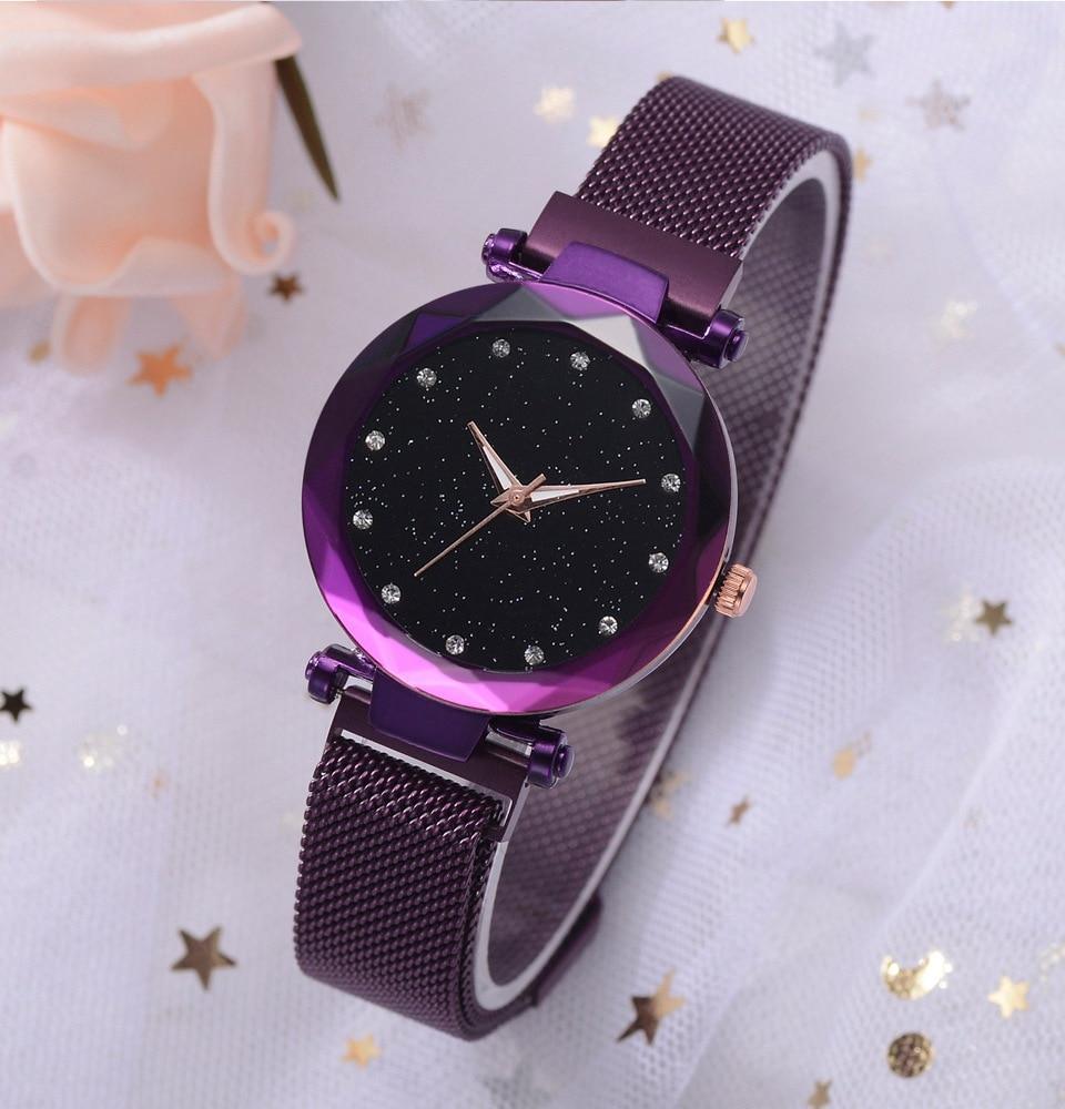 Brehn | Modische Einzigartige Netz Magnet Schnalle Exotische Sternen Diamant Designer Luxus Damen Uhr