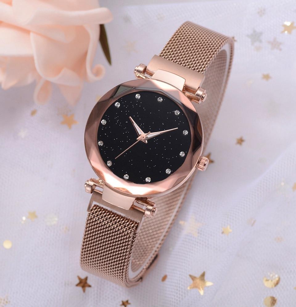 Brehn | Modische Einzigartige Netz Magnet Schnalle Exotische Sternen Diamant Designer Luxus Damen Uhr