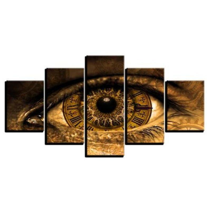 Clock In The Eyes - Leinwand Wandkunst Malerei