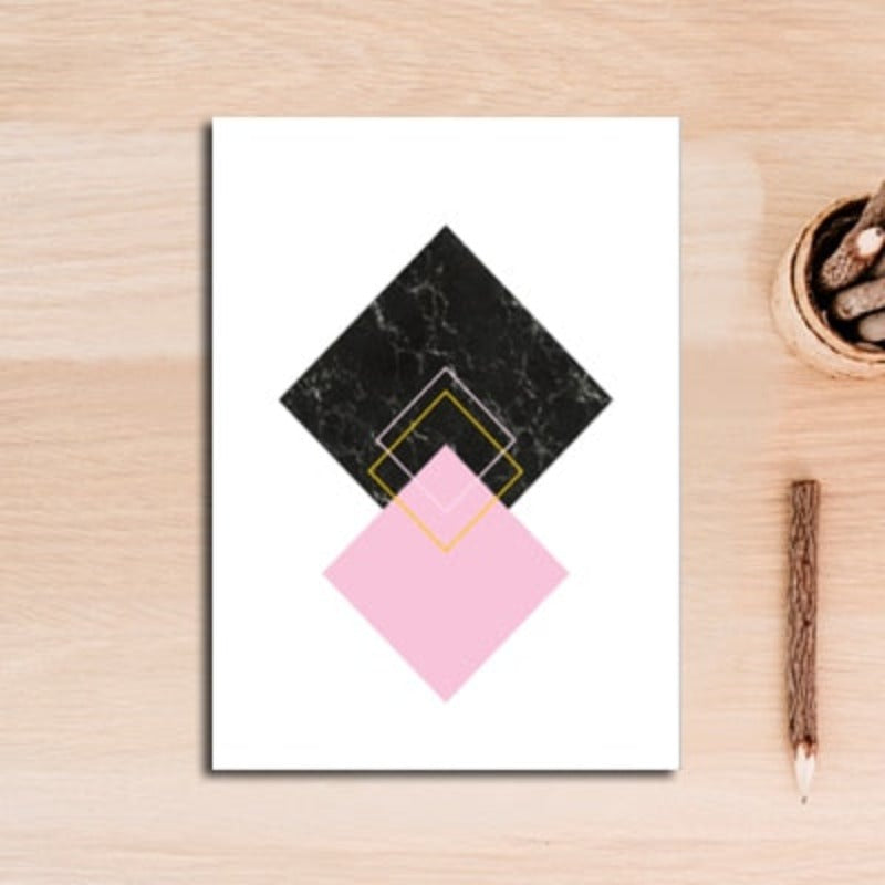 Moderne abstrakte Geometrie, goldene Buchstaben – Leinwandbild