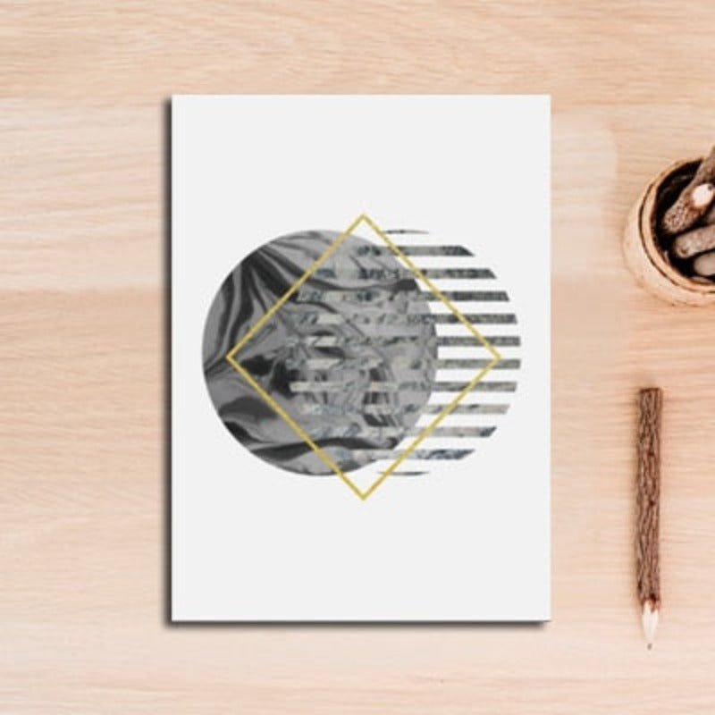 Moderne abstrakte Geometrie, goldene Buchstaben – Leinwandbild