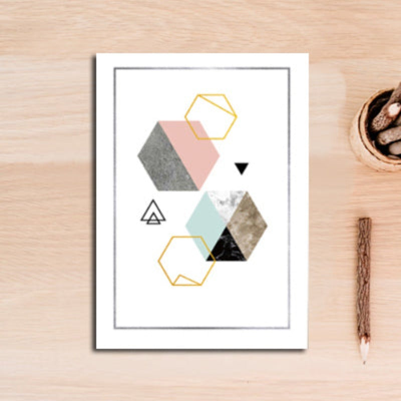 Moderne abstrakte Geometrie, goldene Buchstaben – Leinwandbild