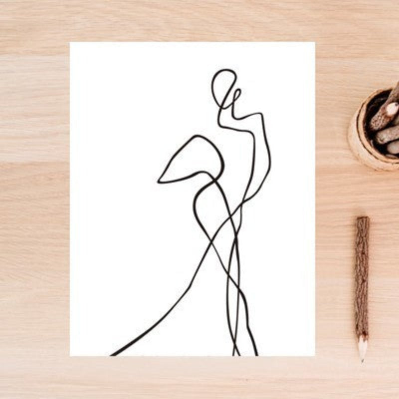 Abstract Minimalist Curve Figur Schwarz und Weiß - Leinwand Wandkunst Gemälde