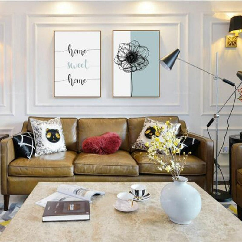 Nordisches „Home Sweet Home“-Löwenzahnposter – Leinwandbild