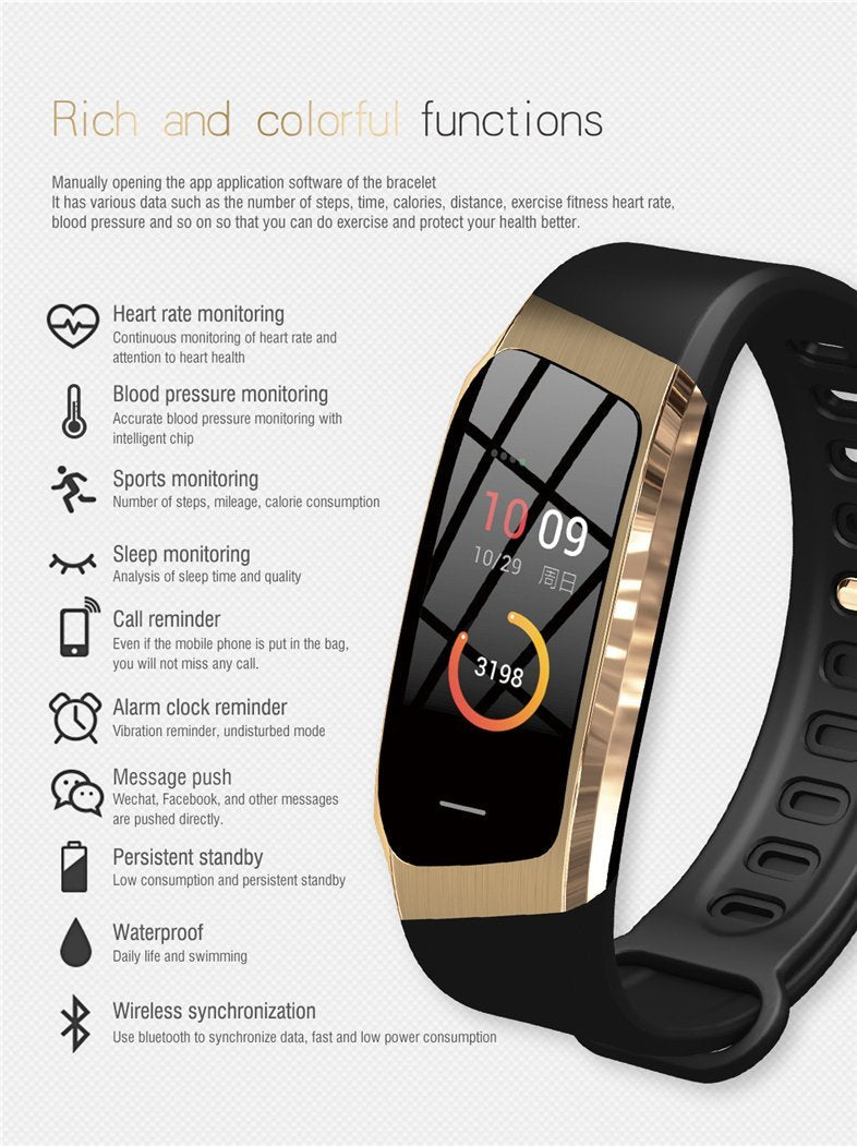 Brehn | Fitband Smartwatch wasserdicht Blutdruck Sauerstoff Herzfrequenzmonitor Sportarmband
