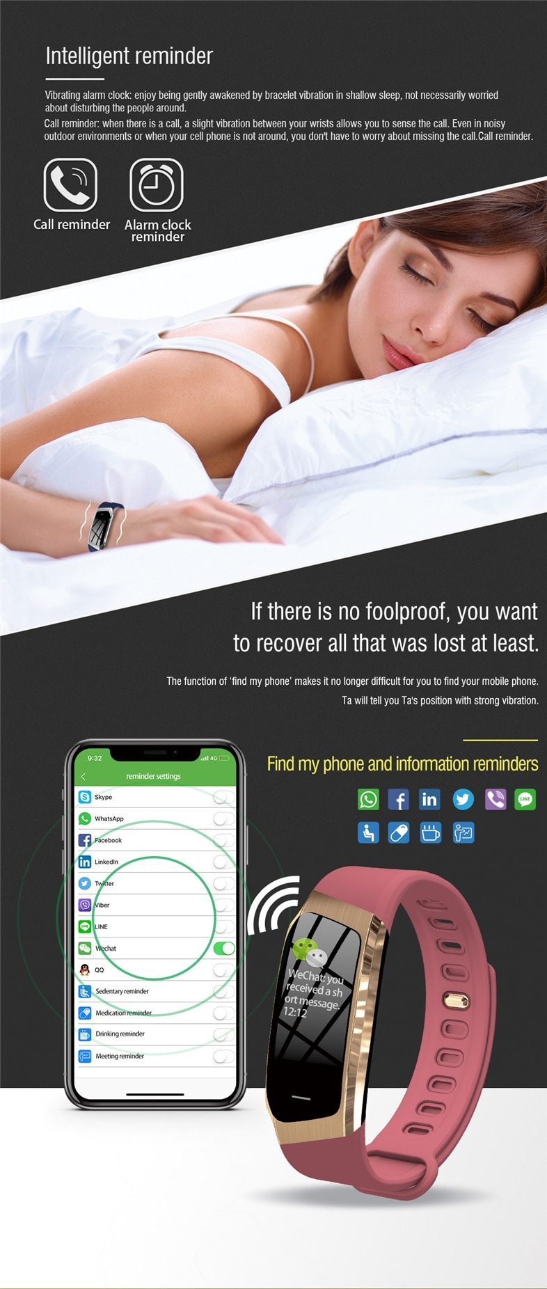 Brehn | Fitband Smartwatch wasserdicht Blutdruck Sauerstoff Herzfrequenzmonitor Sportarmband