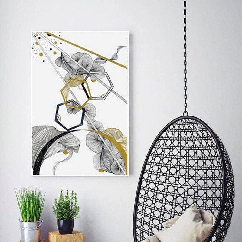 Abstrakte Blume Nordic - Leinwand Wandkunst Malerei