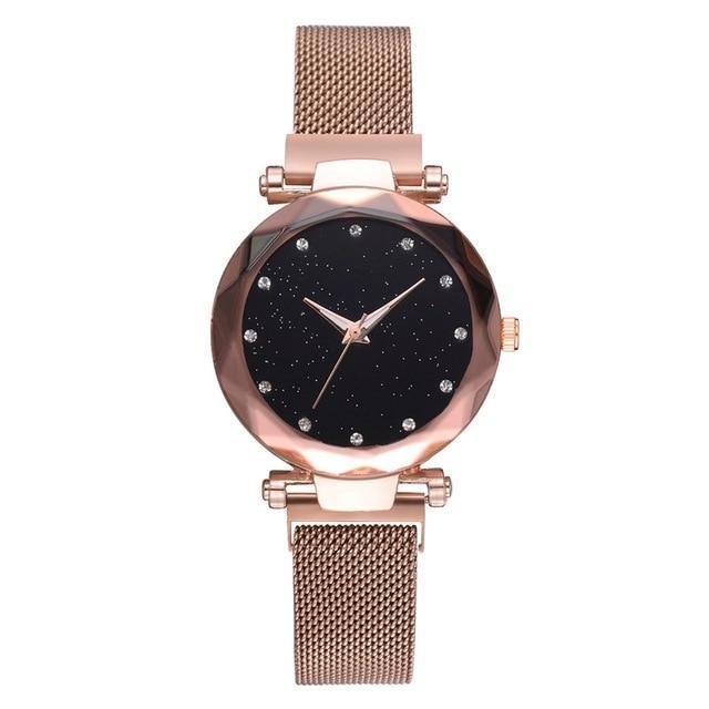 Brehn | Modischer Einzigartiger Mesh Magnetverschluss Exotische Sternen-Diamant Designer Luxus Damen Uhr