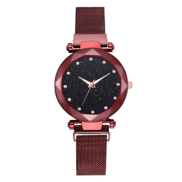 Brehn | Modischer Einzigartiger Mesh Magnetverschluss Exotische Sternen-Diamant Designer Luxus Damen Uhr