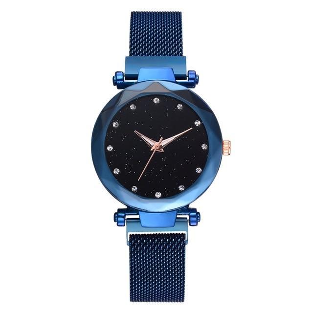 Brehn | Modischer Einzigartiger Mesh Magnetverschluss Exotische Sternen-Diamant Designer Luxus Damen Uhr