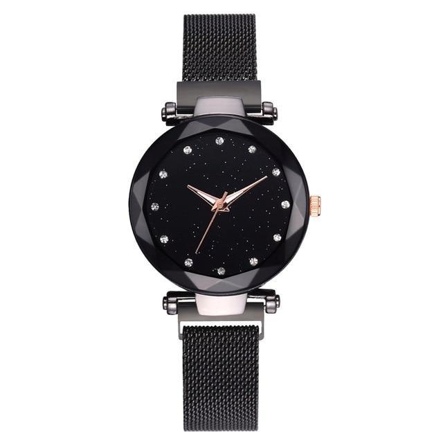 Brehn | Modischer Einzigartiger Mesh Magnetverschluss Exotische Sternen-Diamant Designer Luxus Damen Uhr